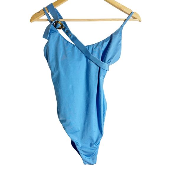 Sunshine 79 Maillot Blue Belted One Piece Swimsuit Size 10 - Picture 4 of 12